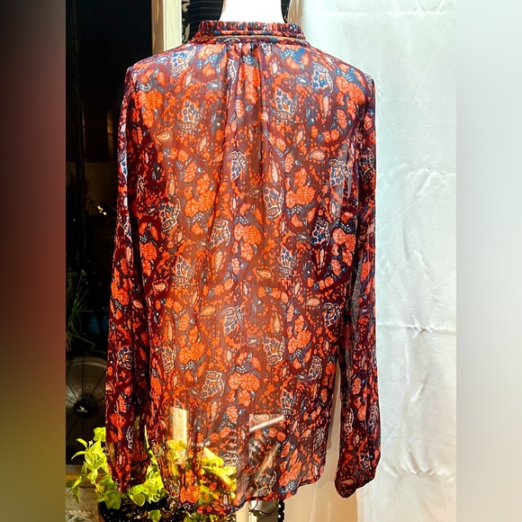 Lucky Brand women long sleeves sheer boho top large - Picture 7 of 8